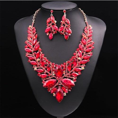 Fashion Crystal Jewelry Sets Bridal Necklace Earrings Sets Wedding Party Women Jewelery Dress Jewellery Decoration Accessories