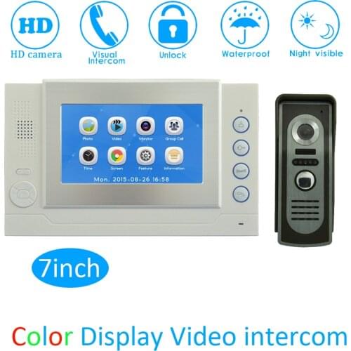 1 Set) Smart Home Door Access Touch Monitor Intercom System HD Camera 7" Video Door Phone Waterproof Doorbell Calling System