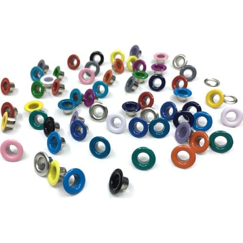 100sets 5mm Hole Metal Eyelets 17 Colors Buttonholes buckle For DIY Leathercraft Shoes Belt Cap Bag Tags Clothes Rivets