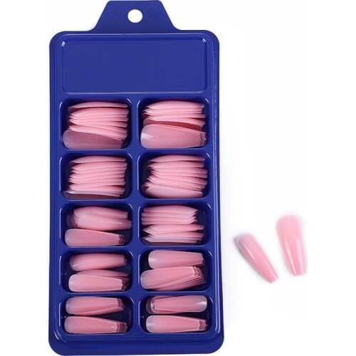 100 Pcs/Set Candy Color Long Fake Nails French False Nail Girls Ballerina Acrylic Full Cover Fingernails Tips Manicure Tool