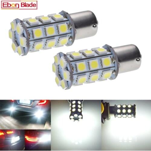 2Pcs Car Truck LED Lights Bulbs Turn Signal Light 27 SMD 5050 1156 BA15S P21W 1157 BAY15D Brake Lamp Auto Reverse Bulb 24V White