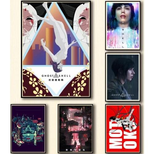 47 Designs Movie Ghost In The Shell Whitepaper Poster Artwork Fancy Wall Sticker for Coffee House Bar