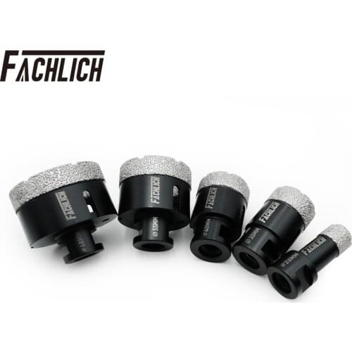 FACHLICH 5pcs/Set Vacuum Brazed Porcelain Drilling Core Bits for Ceramic Tile Marble Dry Diamond Hole Cutter Hole Saw M14 Thread