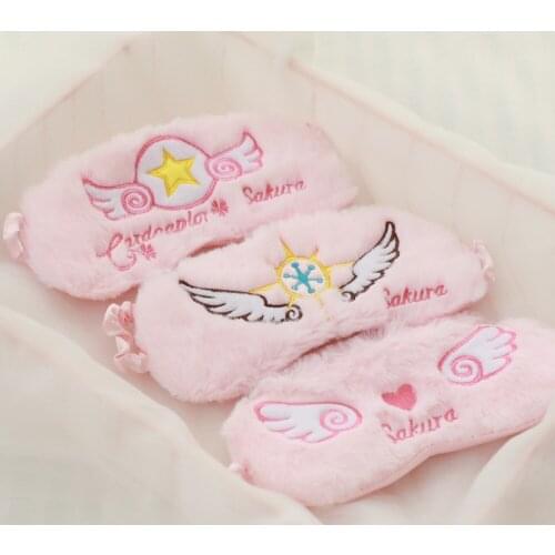 Anime Card Captor SAKURA Cosplay Eyeshade For Women Gilr Cardcaptor Sakura Quality plush eyeshade Angel Wings Eyeshade