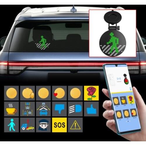 Wireless LED Display Screen Car Bluetooth Sign RGB LED Lamp App Controlled 18 Types Car Emotion Animated LED Display Screen