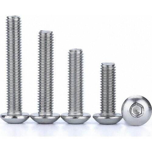 10Pcs M3 M4 DIN7380 Button Head Socket Cap Screws A4 316 Stainless Steel Marine Grade Allen Bolts 4 5 6 8 10 12 14 16 18 20-50mm