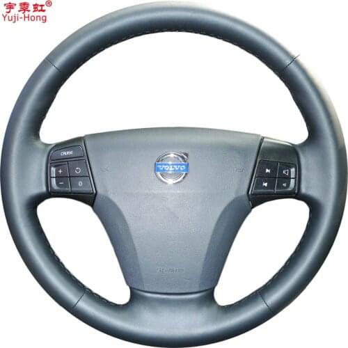 Yuji-Hong Car Steering Wheel Covers Case for VOLVO S40 2004-2012 Car-styling Auto Steering Cover Genuine Leather Hand-stitched