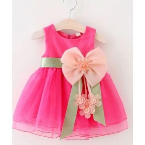 Baby Dresses for Girls Summer Cotton Baby Dress With Sashes 2017 Sleeveless Cute Solid Mesh Princess Dresses Baby Girl Clothing