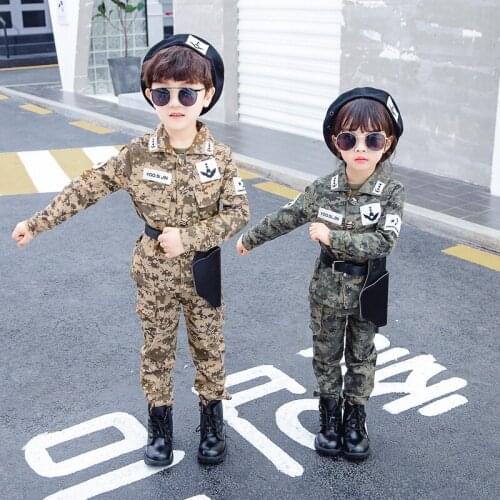 Children Song Joong Ki Costume Suit Halloween Costume for Kids Military Camouflage Police Cosplay Carnival Party Masquerade