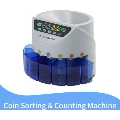Electronic Coin Sorter Counter Counting Sorting Machine Countable Coins with Multi-Functional 7 Digit LED Display