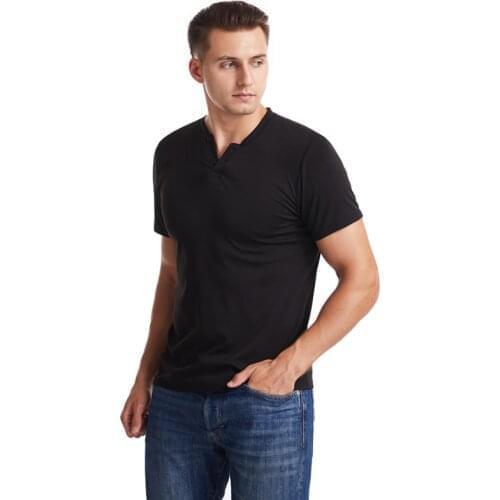 Fashion Summer Men Cotton T shirt Casual Short Sleeve V-neck T-shirts Black White Plus Size M-3XL V Neck Tops Tee Shirt Slim Fit