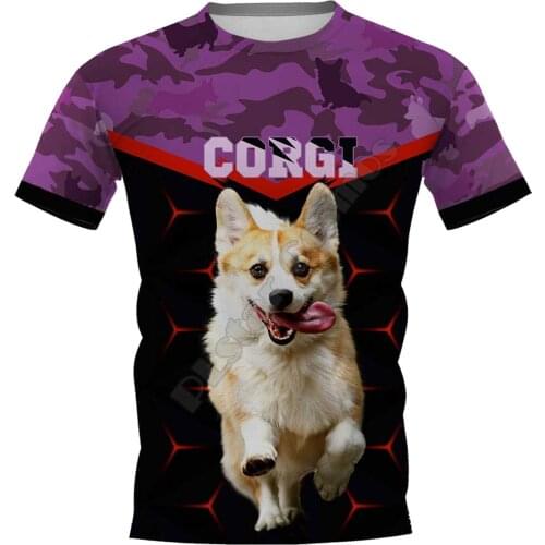 Camouflage Corgi 3D All Over Printed t shirts women men Summer Funny Dog Tees Short Sleeve T-shirts Cosplay Costumes