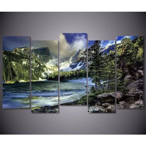 5Piece Painting Canvas On The Wall Printed National Park Trees Winter Poster Prints Modular Wall Picture For Room Home Decor
