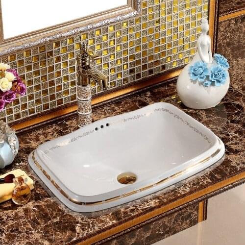 China Artistic Handmade porcelain art Lavobo Round Countertop color glazed Rectangular ceramic art basin Porcelain Sink