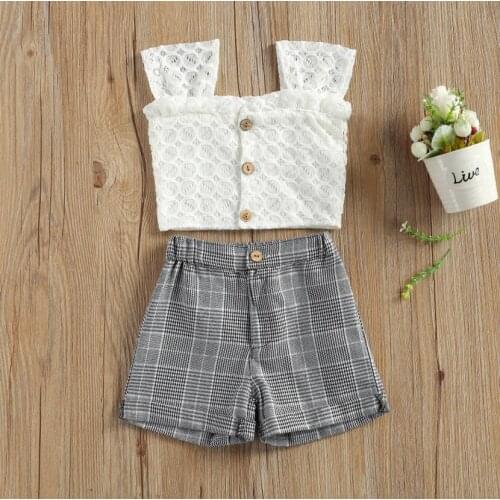 Toddler Baby Contrast Color Two-pieces Set, Infant Girls' Square Collar Sleeveless Tops + High Waist Short Pants Set