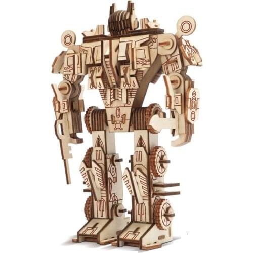 Creative DIY WoodCraft Assembly Wooden Stress Relief Building Blocks 3D Robot Science Series Hobbies Toy Kids Adult gundam