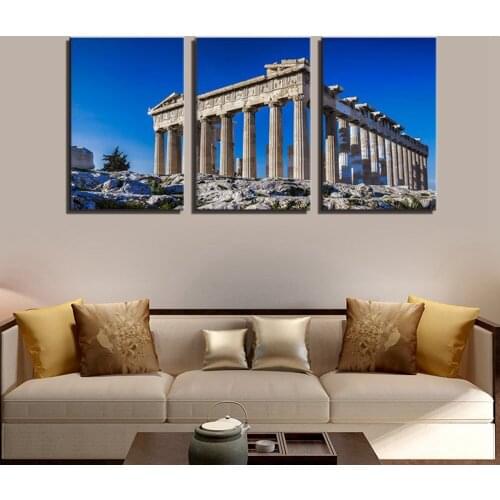 Acropolis Greece Landscape Picture Wall Art Canvas Printed Beautiful Panoramic Poster Painting for Home Office Room Wall Decor