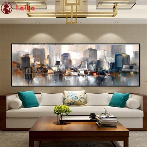 Full drill square Crystal Paintings Abstract art, urban architectural landscape Diamond Embroidery 5d Diy diamond painting