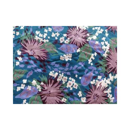 LEO&LIN New Sky Blue Flower Soft 100% silk Crepe-de-chine material Sewing Tissue fabric (1 meter)