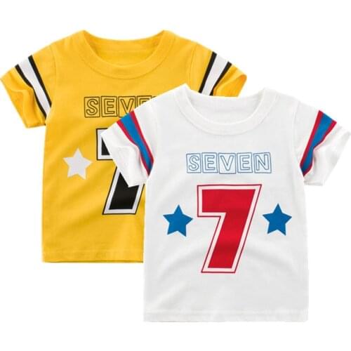 Summer Kids Boys Short Sleeve T-shirts Tops Clothes Seven Baby Tees Children Clothing Kid Cotton Outfit 2-9Y