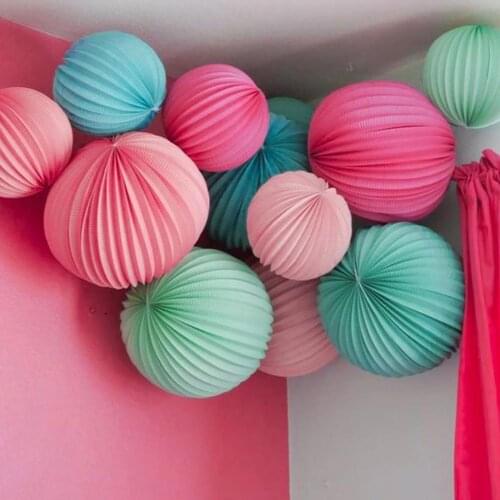50%HOT3Pcs Paper Art Lantern Solid Color Hanging Ornaments Multi-Color Birthday Events Ball Lampion Party Supplies