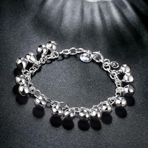 Hot new 925 Silver Bracelets fine Bells chain for women Wedding party lady Gifts high quality Fashion Jewelry 20cm