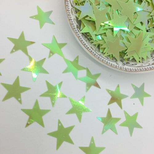 LNHOME 50g/Lot 20mm Green AB Star Flakes Sequins PVC Paillette Loose Flat Side Hole Sequin Garment Accessories Christmas Sequins