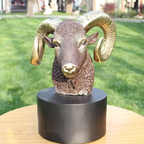 Holy sheep sheep head copper crafts business gift bronze bronze statue Home Furnishing decoration art crafts