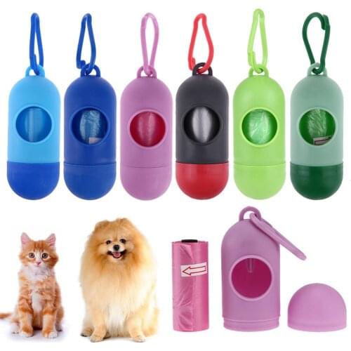 Pet Dog Garbage Clean up Bags Carrier Holder Dispenser + Poop Bags Set Waste Bags Doggie Outdoor Home Clean Refill Garbage Bag