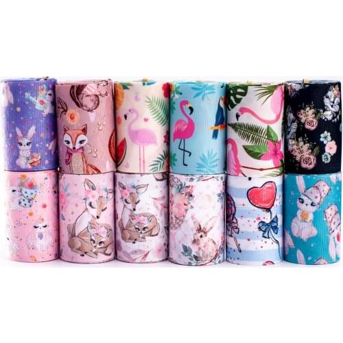 Mixed style 75mm 5*1/5*2 Yards Lovely Animal Printed Grosgrain Ribbon Hairbow Girl Ribbon Random Delivery