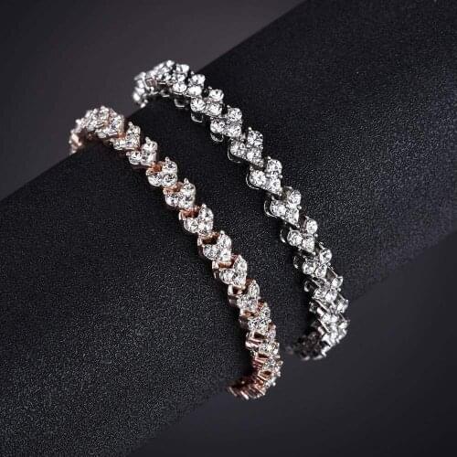 AIYANISHI Fashion sterling silver new Jewelry Bracelet High Quality Retro Simple Colored Heart Shaped Cubic Zirconia Length 18cm