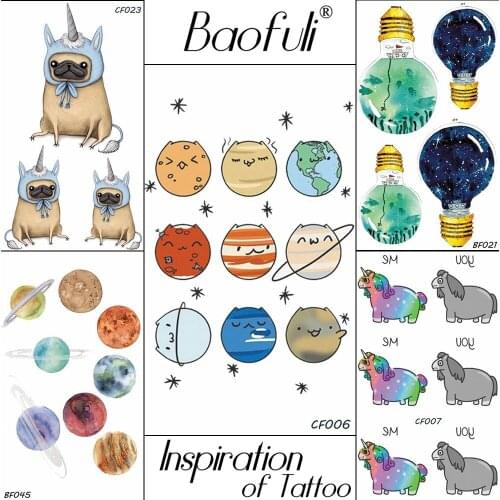 Cartoon Universe Planet Temporary Tattoo Baby Gift Body Art Paint Flash Tatoos Disposable Waterproof Lovely Stars Tattoo Sticker