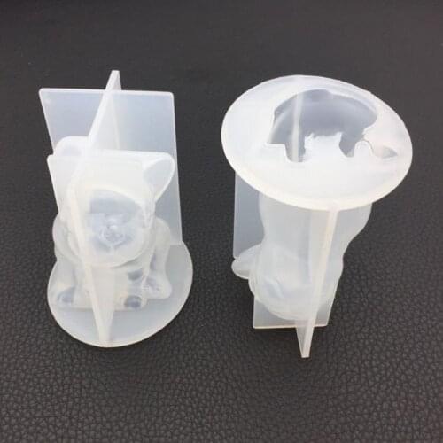 N0HE Crystal Epoxy Resin Mold 3D Bulldog Lucky Cat Jewelry Necklace Pendant Casting Silicone Mould DIY Candle Making Tool