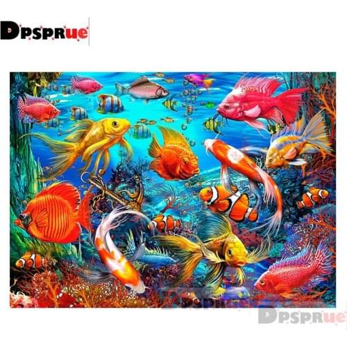 Dpsprue Full Square/Round Diamond Painting Kit Cross Stitch Cartoon Goldfish Diamond 3D Embroidery DIY 5D Moasic Gift Dp217