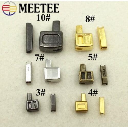 Meetee 3# 5# 8# 10# 10sets Single Open Slider Plug Accessories ZA206 Insert Box Pin Retainer for Metal Zipper Replacement Kit