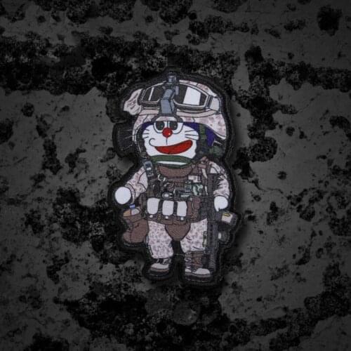 Cartoon Lt. Doraemon Lieutenant USMC Military Patches Thermal Transfer Applique Armband Tactical DIY Badge For Clothes Backpack