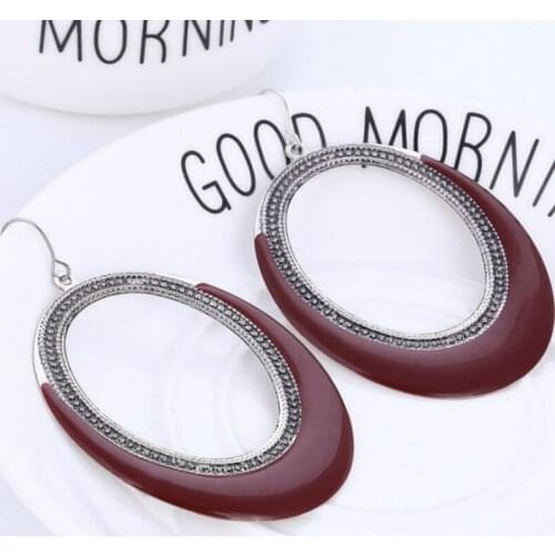 New Creative Geometric Big Round Pendant Unique Earrings for Women Fashion Simple Long Earrings Enamel Jewelry серьги прикольные