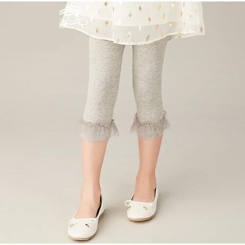 Girls'Bottom Pants Slim Slim Leisure Tight-fitting Foreign-style Childrens Seven-cent Pants