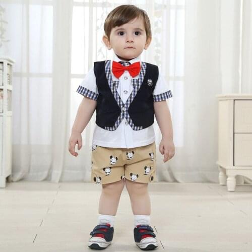 Baptism outfits for boys twinsets kids suits Gentleman Baby Boy Formal Wear kids boys party outfits Sets Shirt Suits with tie