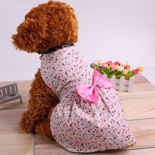 Pet Dog Dresses Clothes Floral Print Dress-up Skin Friendly Pet Dog Cats Princess Dress Summer Dog Dresses