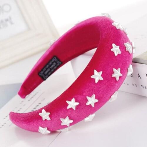 Sponge Lining Stars Fabric Wrapped 4cm wide plastic Hair band Head hoop Fashion Headwear ornament accessory