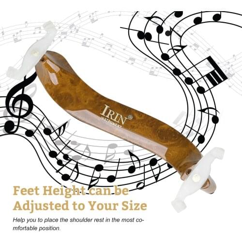 IRIN Violin Shoulder Rest for 4/4 and 3/4 Violins with Adjustable Feet Thick Foam Pad Suitable for Different Neck Lengths
