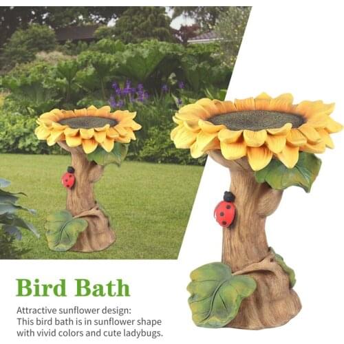 Sunflower Bird Bath Garden Decoration Outdoor Yard Lawn Decor Art Ornaments