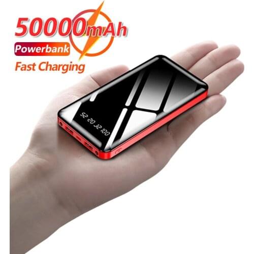 50000mAh Mini PowerBank with Digital Display One-way External Battery Outdoor Portable Power Bank Fast Charger for Xiaomi Iphone