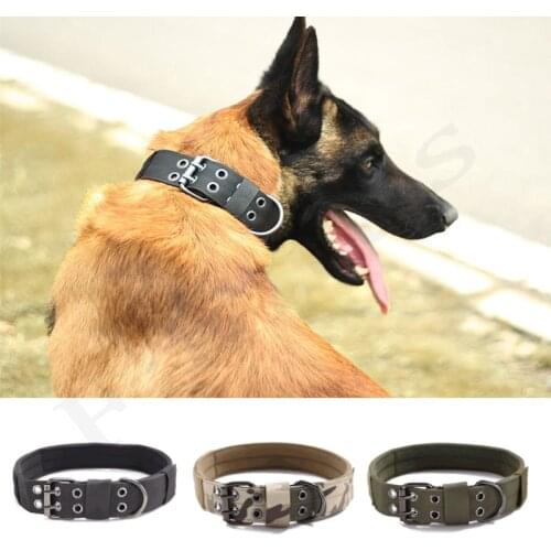 Adjustable Nylon Military Dog Collar For Medium Large Dogs German Shepherd Training Hunting Durable Tactical Dog Collar