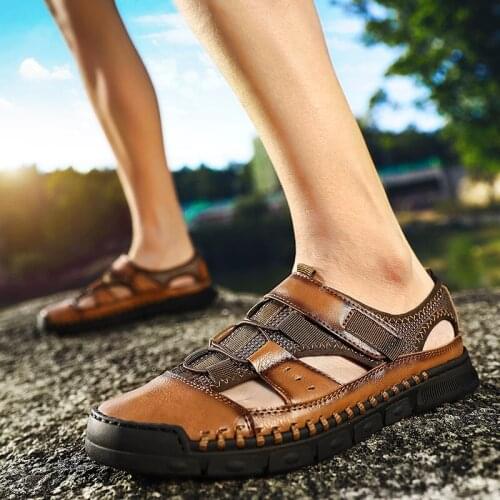Sandals Man Summer Shoes Leather Men Sandals Fashion Men Non-slip Beach Shoes sandalias hombre Outdoor Walking Mans Footwear