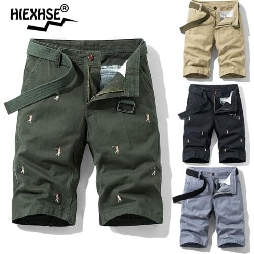 Men Solid Color Embroidery Pattern Golf Boy Cargo Shorts Cotton Golf Boy Summer Men Outdoor Casual Shorts Men Bermuda Overalls