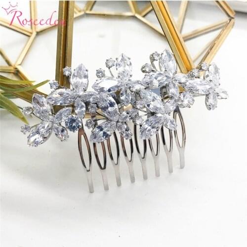 AAA CZ Wedding Hair Accessories Zircon Bridal Hair Comb Flower Female Prom Banquet Hair Accessories RE4235