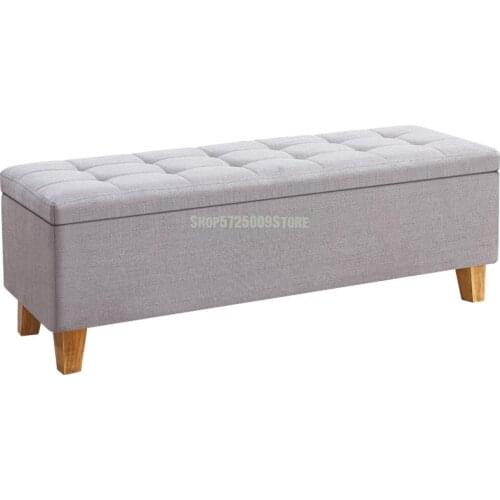 Solid Wood Storage Sofa Stool Rectangular Storage Stool Fabric Bed End Storage Stool Clothing Store Fitting Room Shoe Changing S