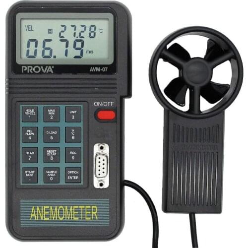 TES AVM-07 Digital Anemometer Datalogging Air Flow Meter Wind Speed Tester PROVA AVM07
